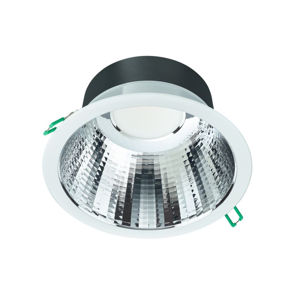 Philips CoreLine Downlight Gen 5 DN142B – vooraanzicht van de spiegelende reflector en lichtopening