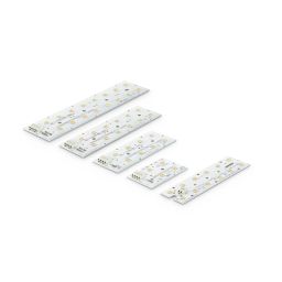 Philips Fortimo FastFlex HE, familiefoto van 5 witte LED-modules in verschillende uitvoeringen